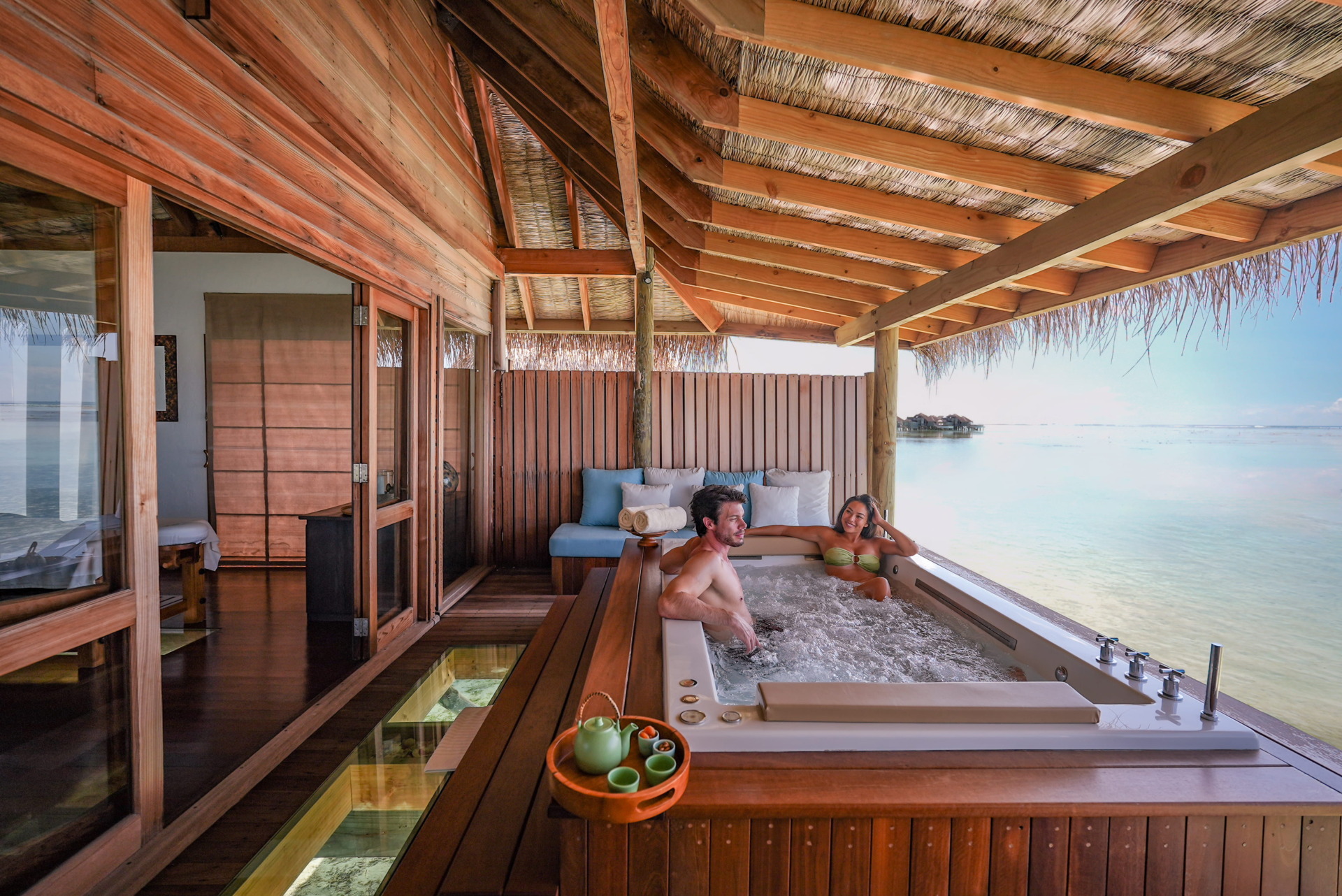 Couple in a Spa with Seaview